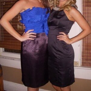 Black and blue cocktail dress with cute flower accent